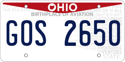 OH license plate GOS2650