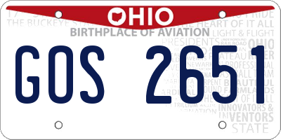OH license plate GOS2651