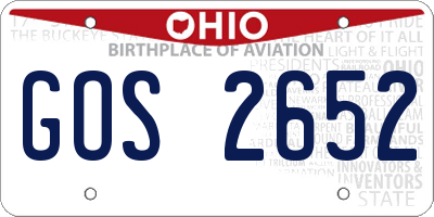 OH license plate GOS2652