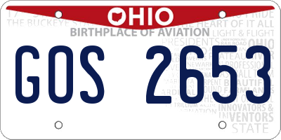 OH license plate GOS2653