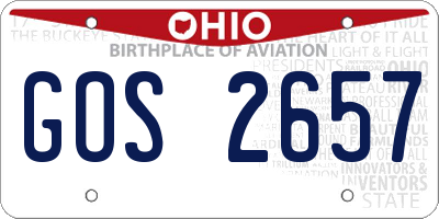 OH license plate GOS2657