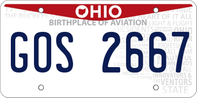 OH license plate GOS2667