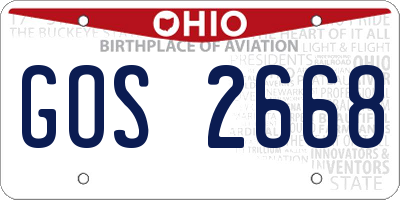 OH license plate GOS2668