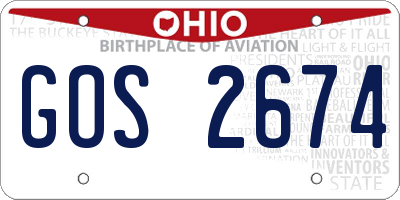 OH license plate GOS2674