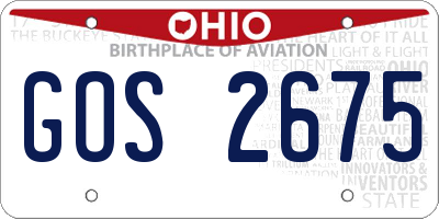 OH license plate GOS2675