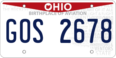 OH license plate GOS2678