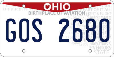 OH license plate GOS2680
