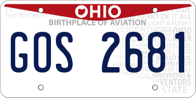 OH license plate GOS2681