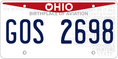 OH license plate GOS2698