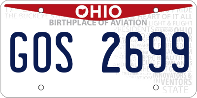 OH license plate GOS2699