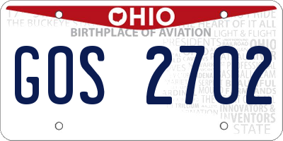 OH license plate GOS2702