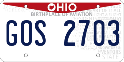 OH license plate GOS2703