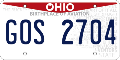 OH license plate GOS2704