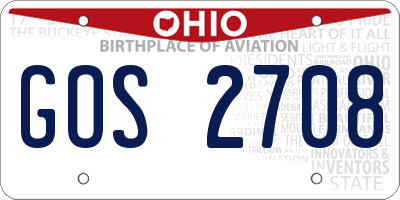OH license plate GOS2708