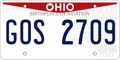 OH license plate GOS2709