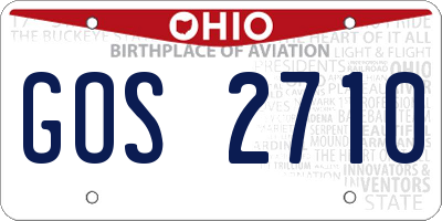 OH license plate GOS2710