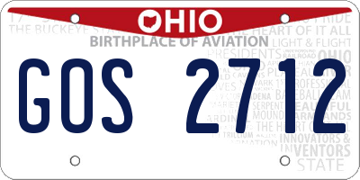 OH license plate GOS2712