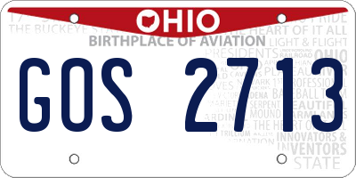 OH license plate GOS2713