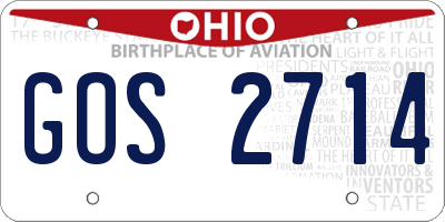 OH license plate GOS2714