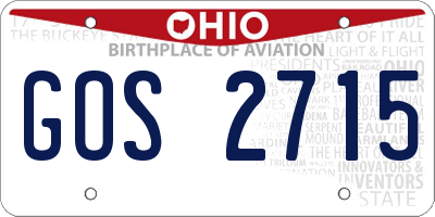 OH license plate GOS2715