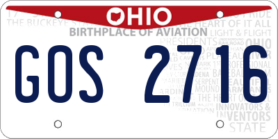 OH license plate GOS2716