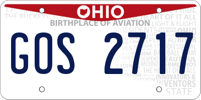 OH license plate GOS2717