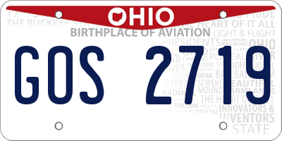 OH license plate GOS2719