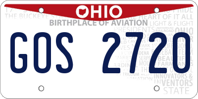 OH license plate GOS2720