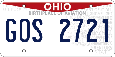OH license plate GOS2721