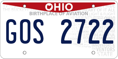 OH license plate GOS2722