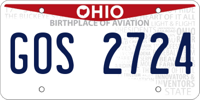 OH license plate GOS2724