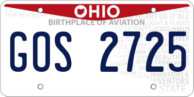 OH license plate GOS2725