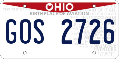 OH license plate GOS2726