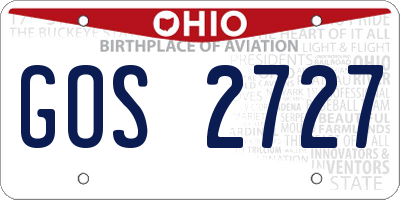 OH license plate GOS2727