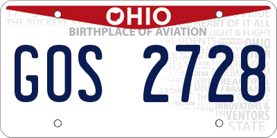 OH license plate GOS2728