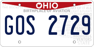 OH license plate GOS2729