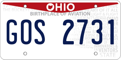 OH license plate GOS2731