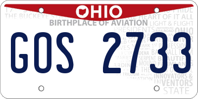 OH license plate GOS2733