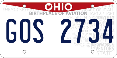 OH license plate GOS2734