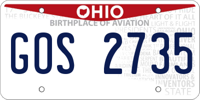 OH license plate GOS2735