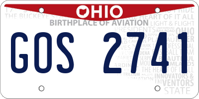 OH license plate GOS2741