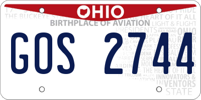 OH license plate GOS2744