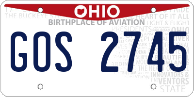 OH license plate GOS2745