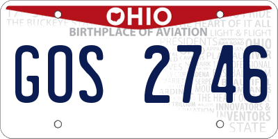 OH license plate GOS2746