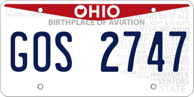 OH license plate GOS2747