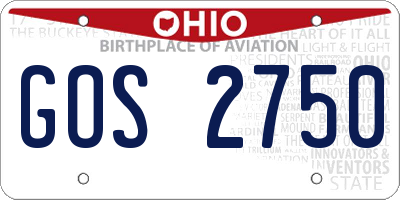 OH license plate GOS2750