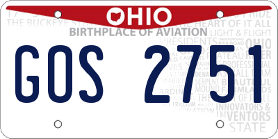 OH license plate GOS2751