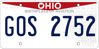 OH license plate GOS2752