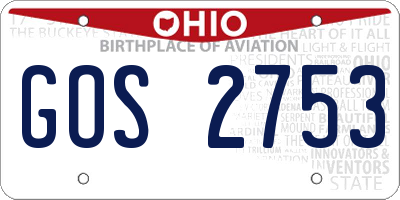 OH license plate GOS2753