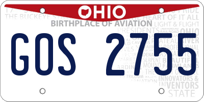 OH license plate GOS2755